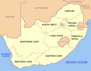 Kart over Syd-Afrika