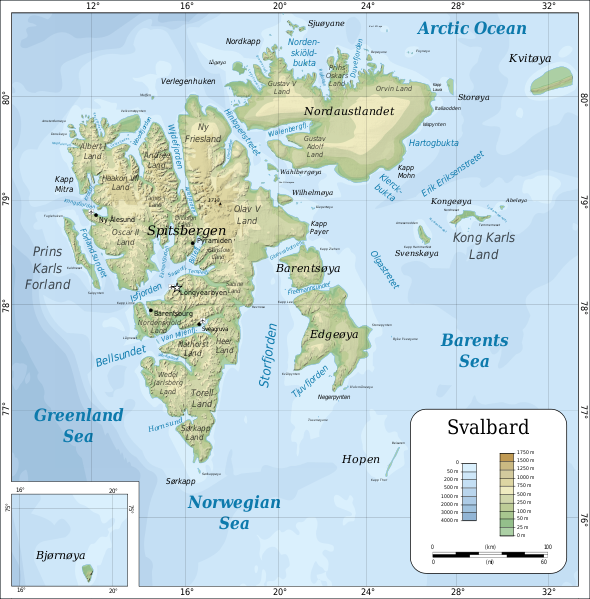 Kart over Svalbard