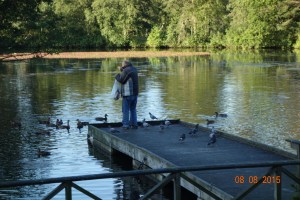 Noen koser seg med andemating.